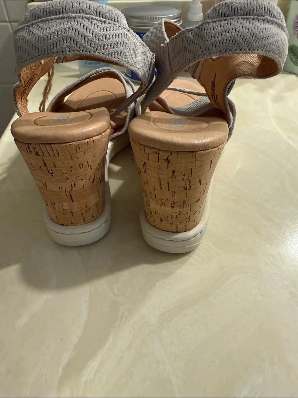 Born Women's Gray Wedge Sandals with Ankle Strap